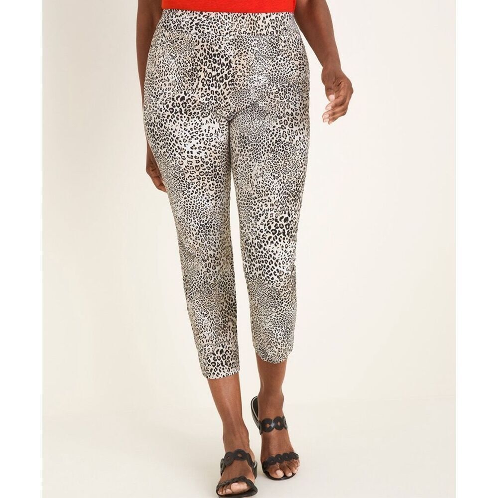 NWT Chico’s size 4 Brigitte slim leg so slimming cropped leopard print pants